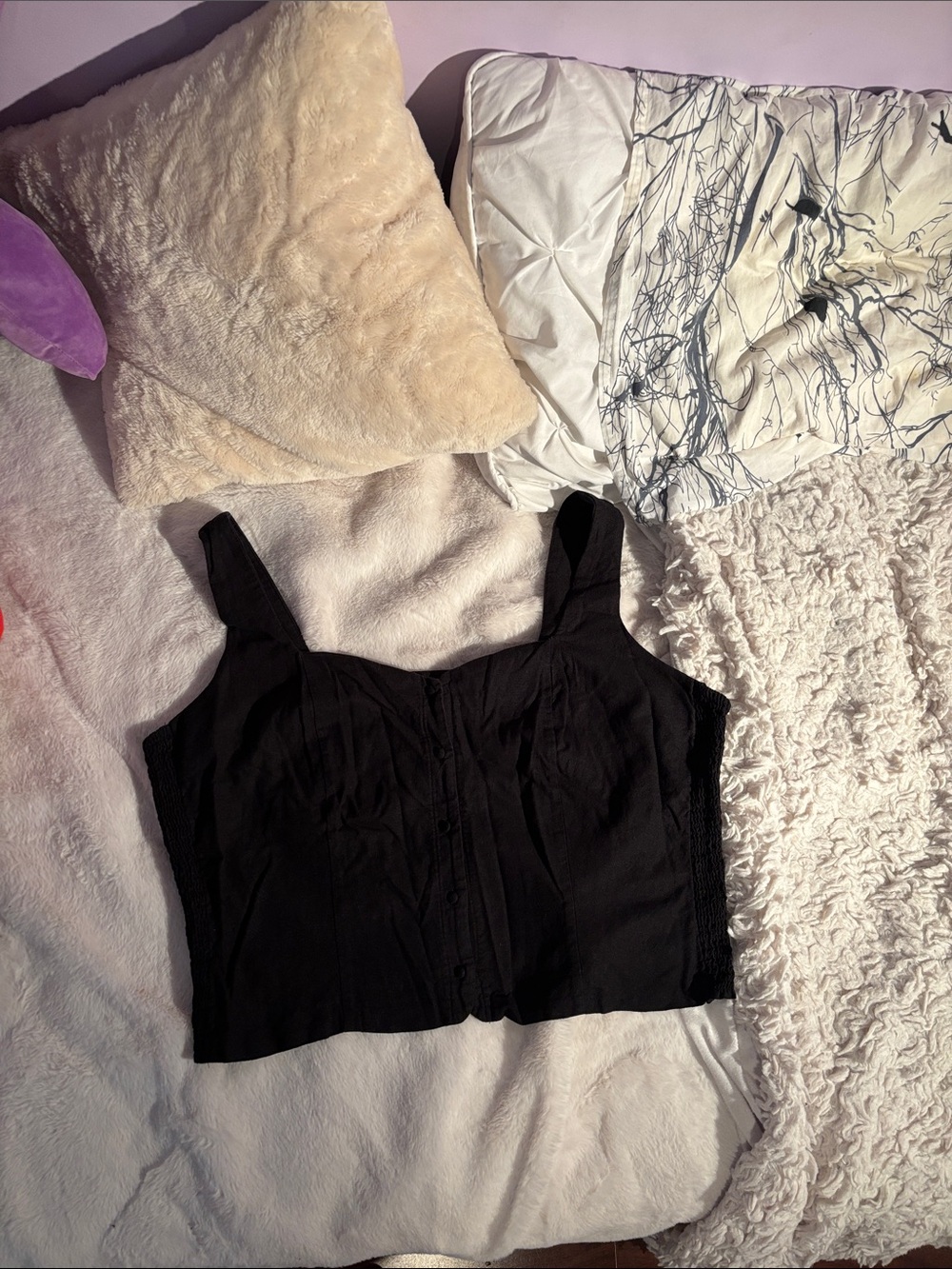 Old Navy Black Button-Front Sleeveless Crop Top